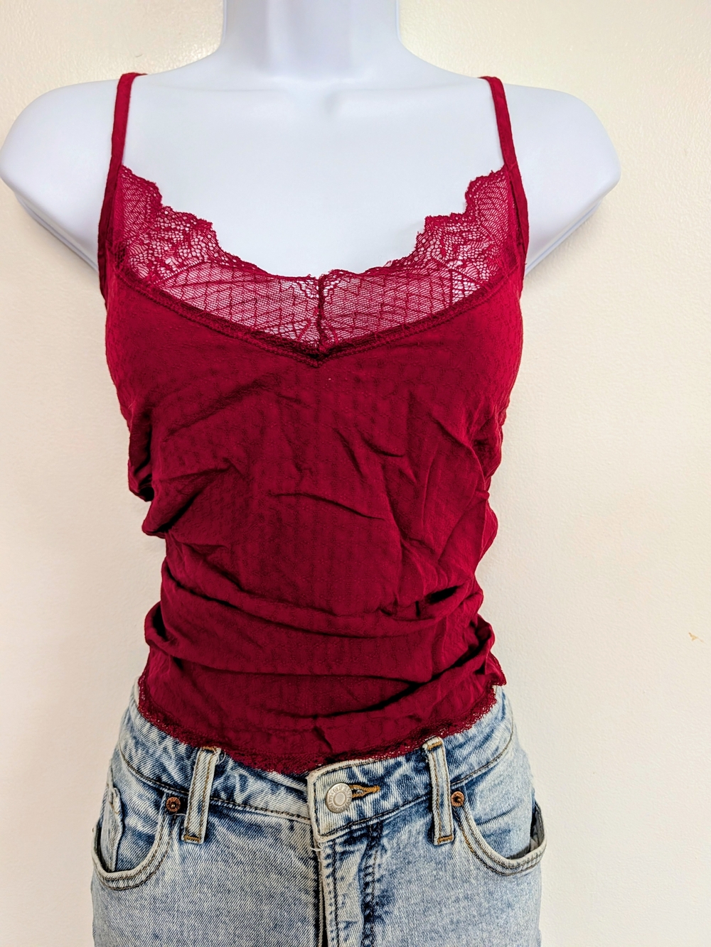 Miranda Lambert Idyllwind Lace-Trim Camisole Tank Top - Burgundy